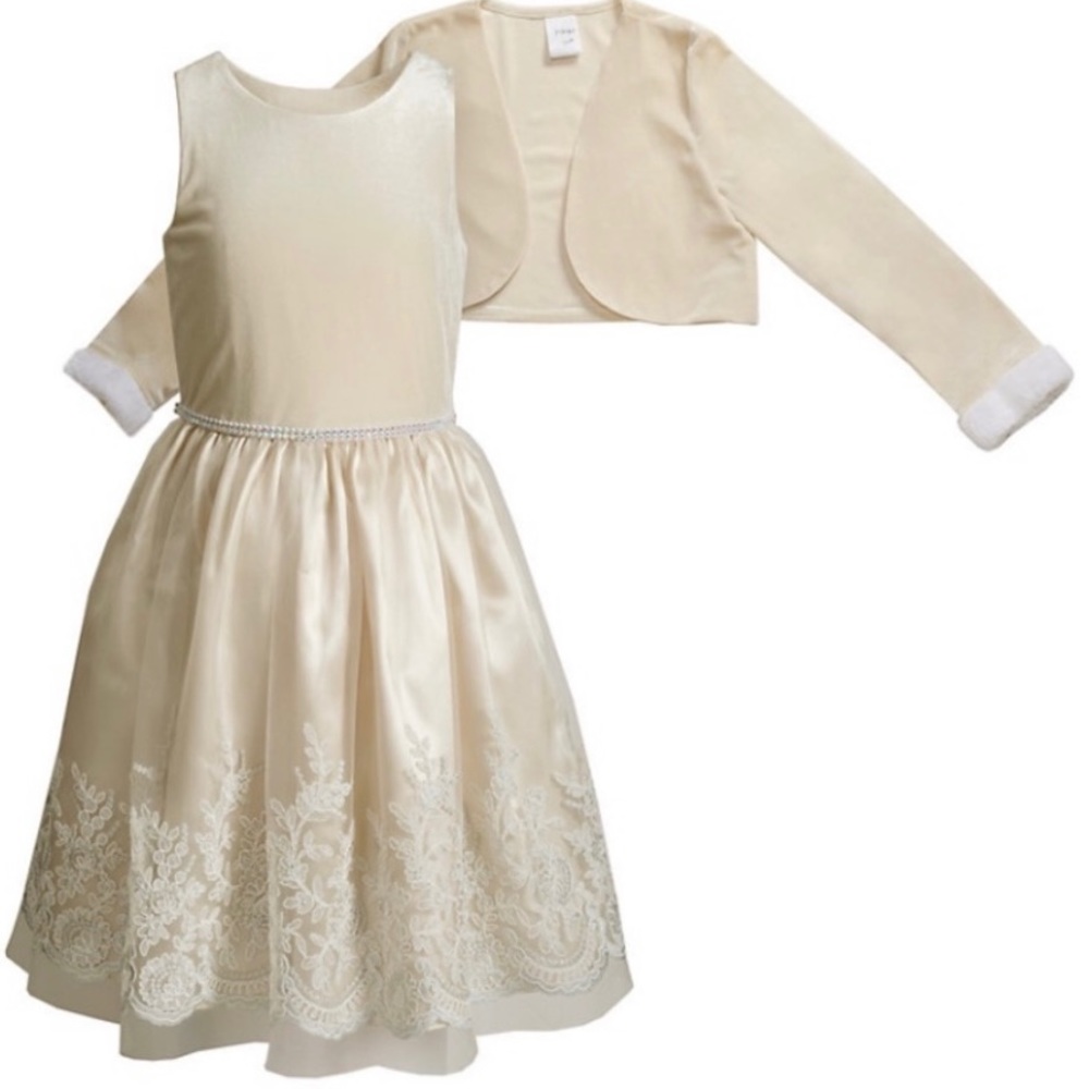 Girls velvet dress set